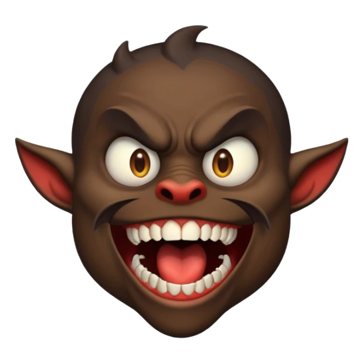 A demon with a really big mouth, sideways looking up with mouth wide a big sharp teeth  sticker