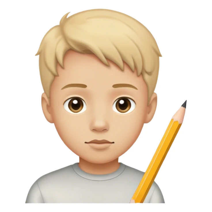 boy drawing with pencil sticker