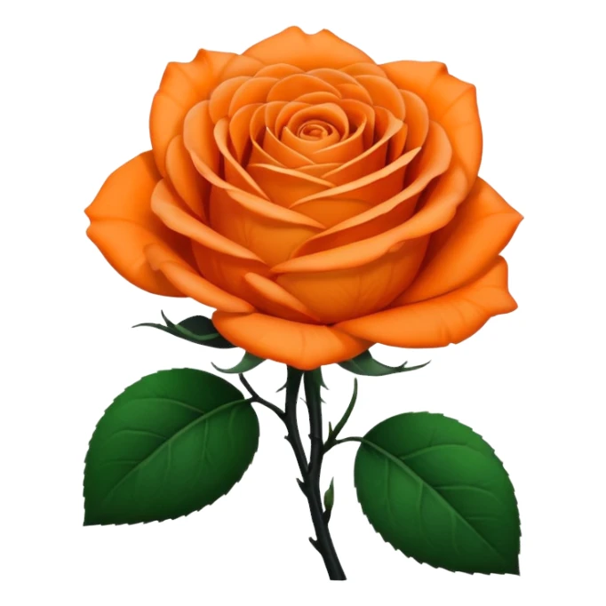 Full orange rose with a black stem and leafs sticker