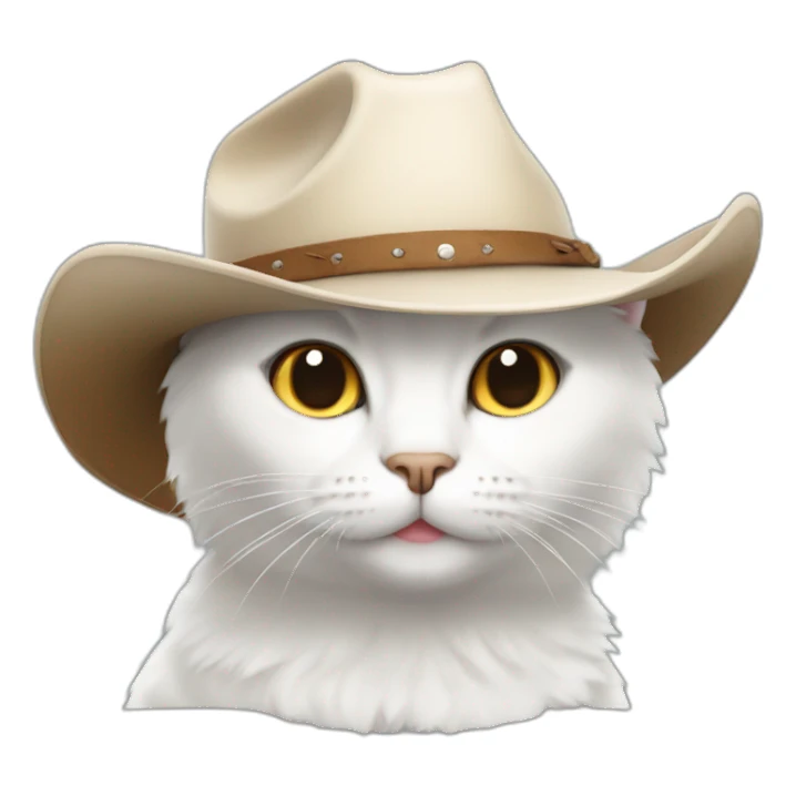white cat wearing a cowboy hat sticker