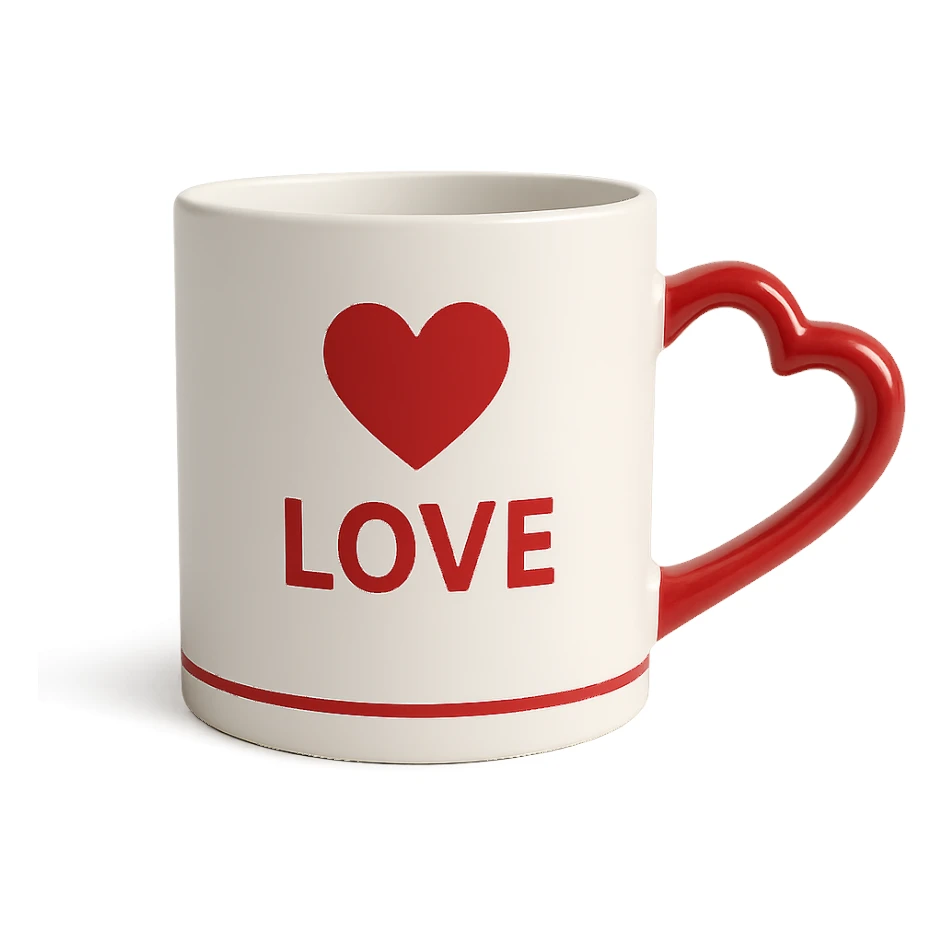 love-themed mug with heart handle sticker