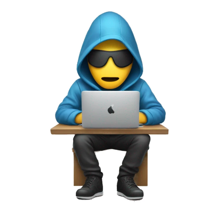 a hacker working on a laptop sticker