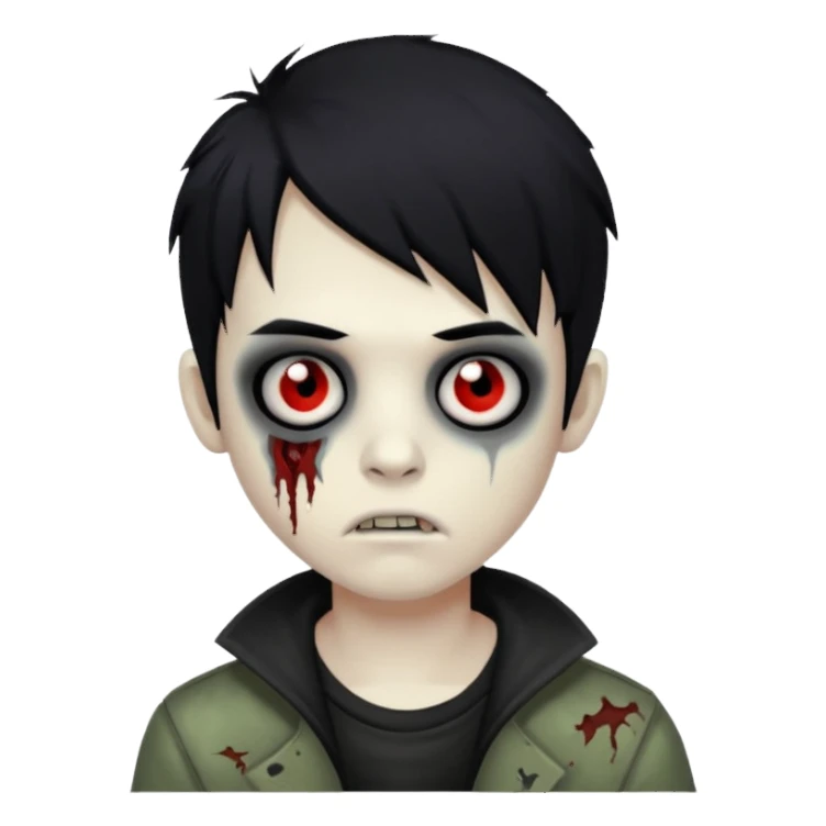 boy zombie with black hair emo sticker