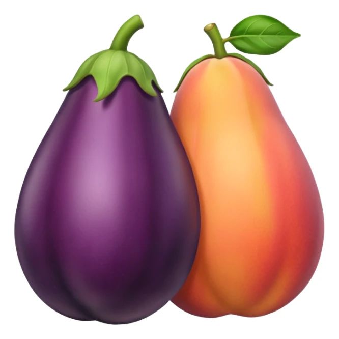 Eggplant loving a peach sticker