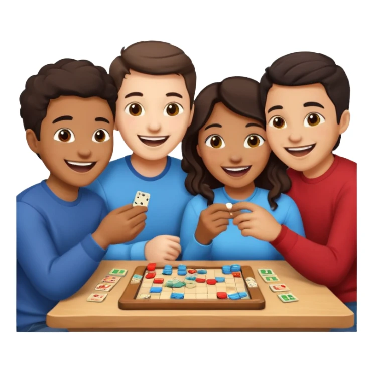 Four friends playing board game sticker