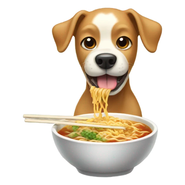 Dog eating ramen sticker