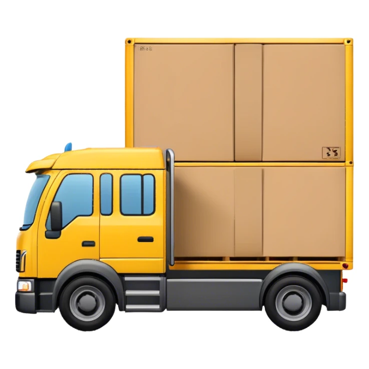 yellow logistic truck with pallets box sticker