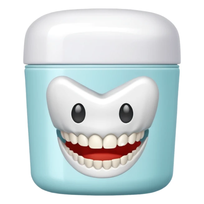 Container inside with dental cap for teeth alignment sticker