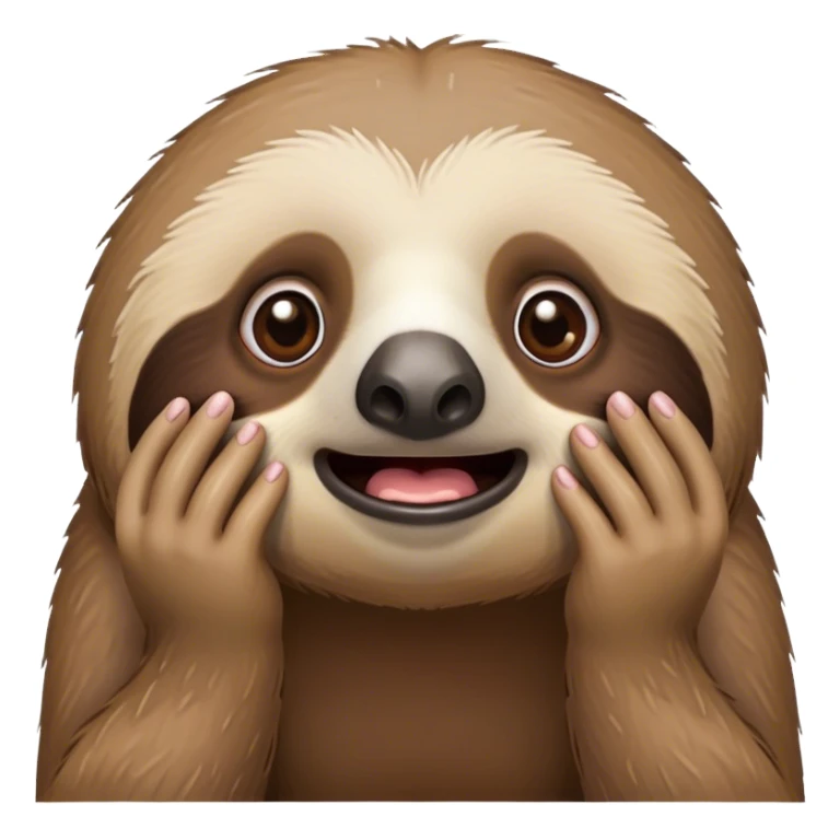 sloth with shoked face with hands on face sticker