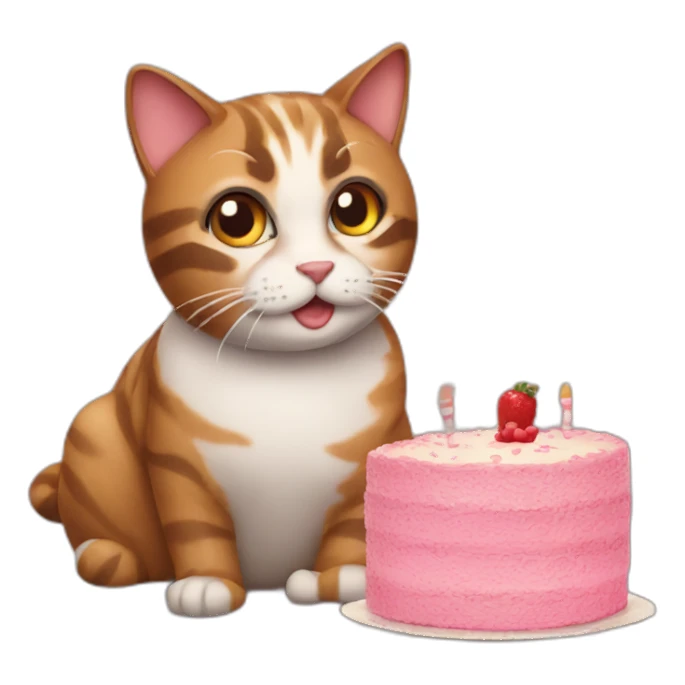 A cat with a cake sticker
