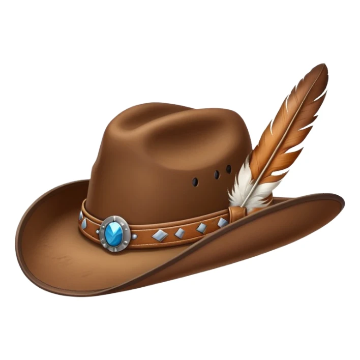 Cowboy hat with a Hawk feather on it sticker