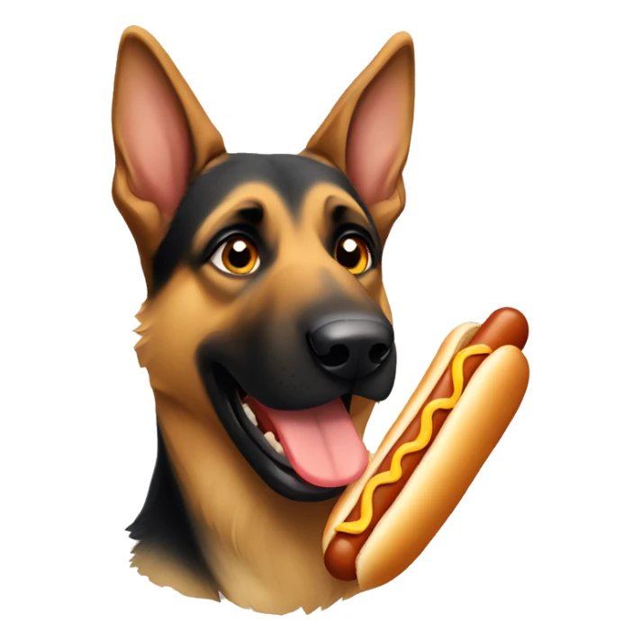 german shepherd eating hot dog sticker