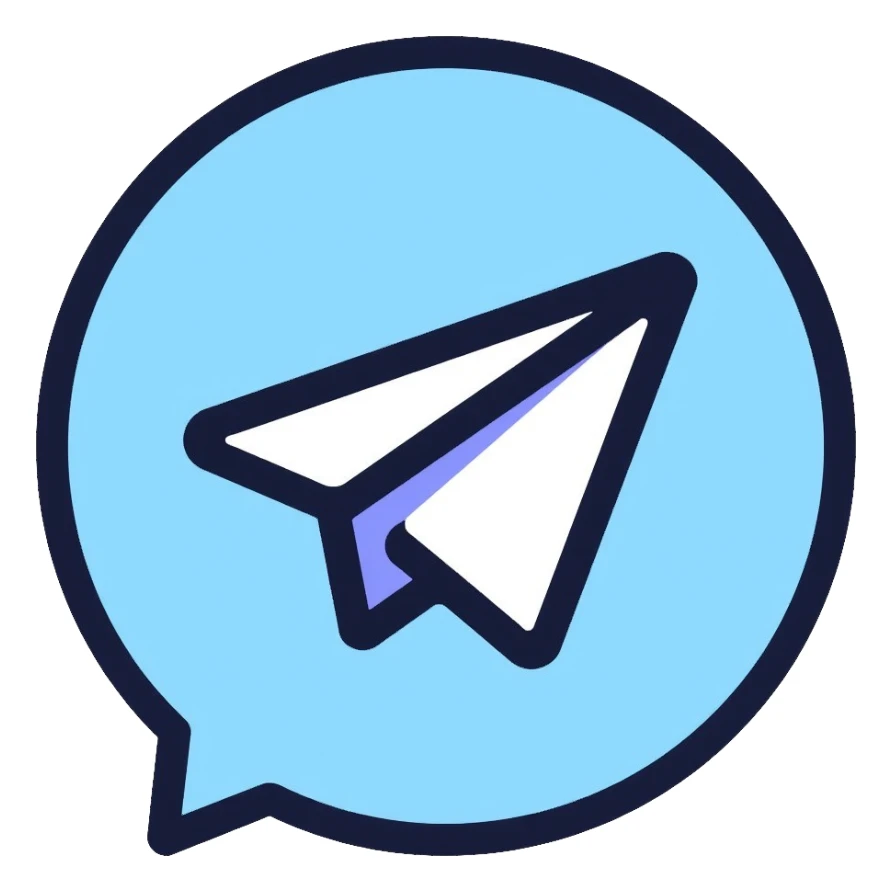 Telegram messenger icon with paper airplane sticker