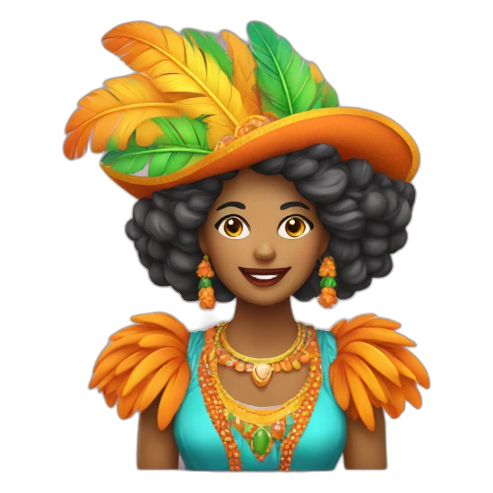 mandarina mujer de carnaval con plumas sticker
