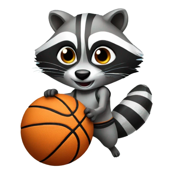 Raccoon playing basketball sticker
