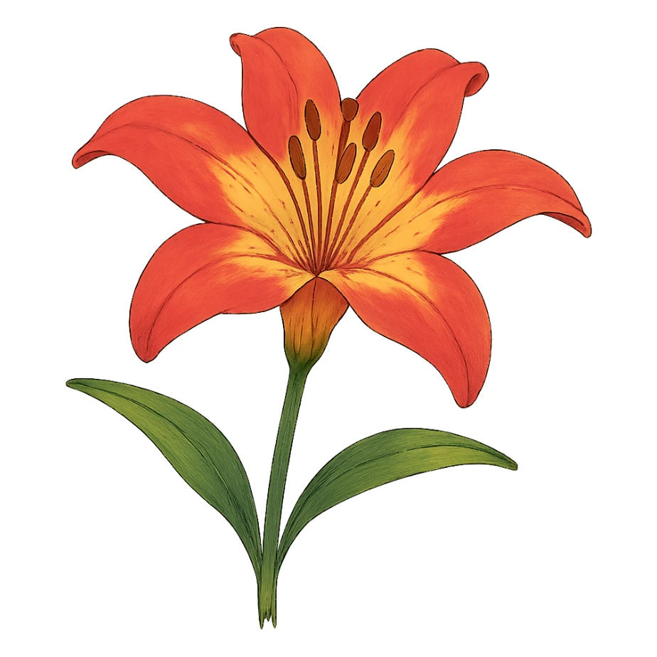 red and yellow lily flower sticker