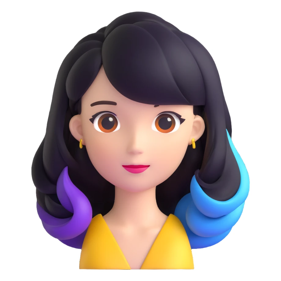 shiny 3D hairstyle with multiple colors sticker