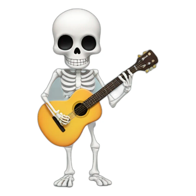 Skeleton with guitar sticker