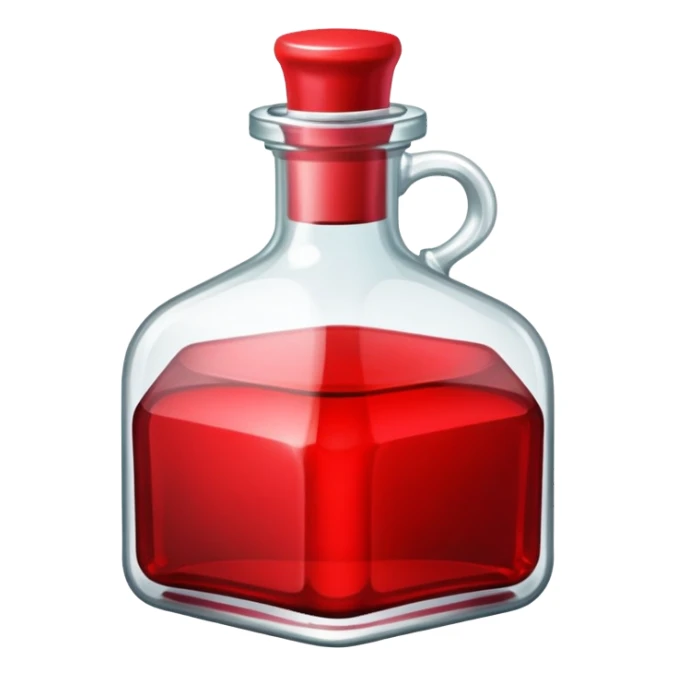 dnd item icon, red health potion squared shape bottle front view sticker