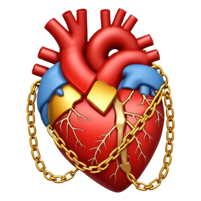 Heart wrapped in glowing chains, pulling apart sticker