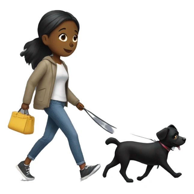 Girl walking small black dog sticker