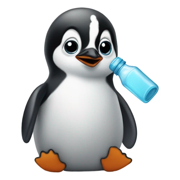 A BABY PENGUIN DRINKING FROM A BOTTLE sticker
