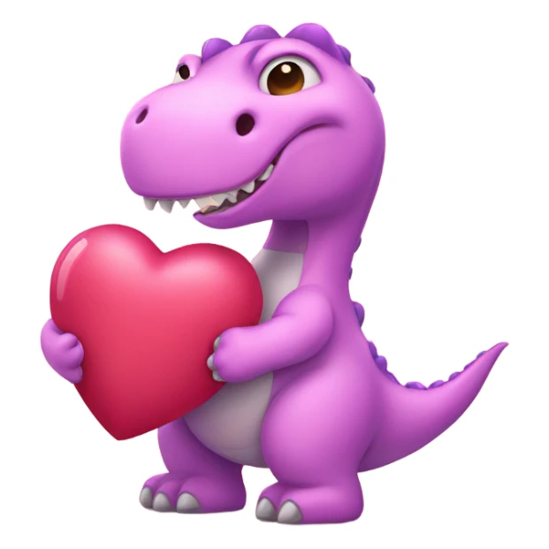 pink dinosaur holding heart  sticker