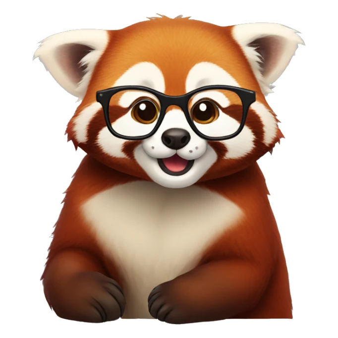 Red panda using glasses sticker
