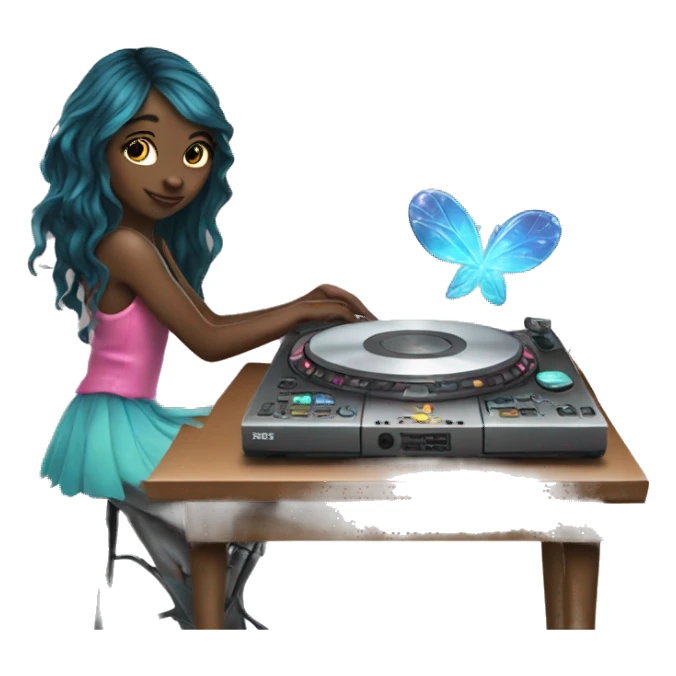 a fairy girl and dj table sticker