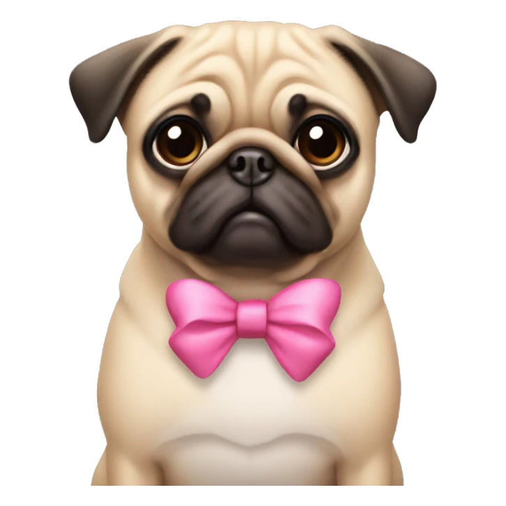 Pug with a pink bow on his head sticker