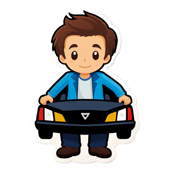 boys in a car interior sticker