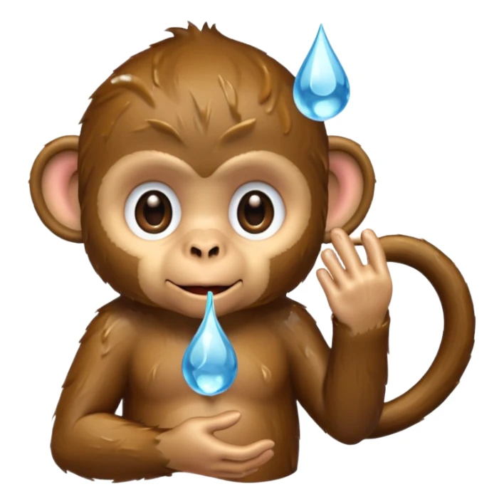 Monkey water drop sticker