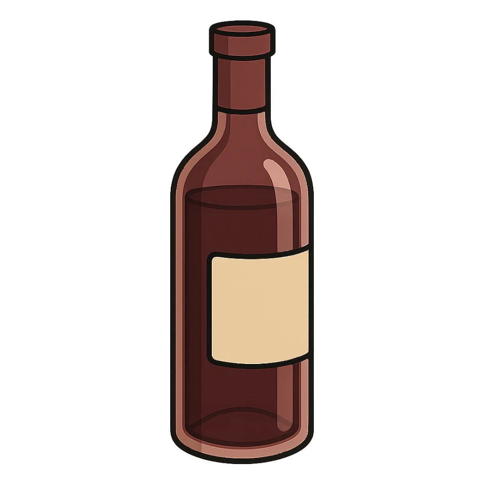 flat toon style wine bottle sticker