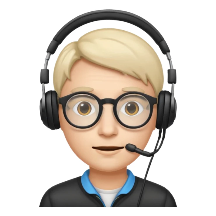 headphone and spectacles, no microphone sticker