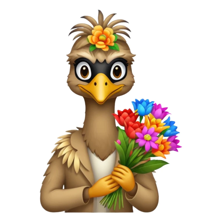 Emu holding flowers  sticker