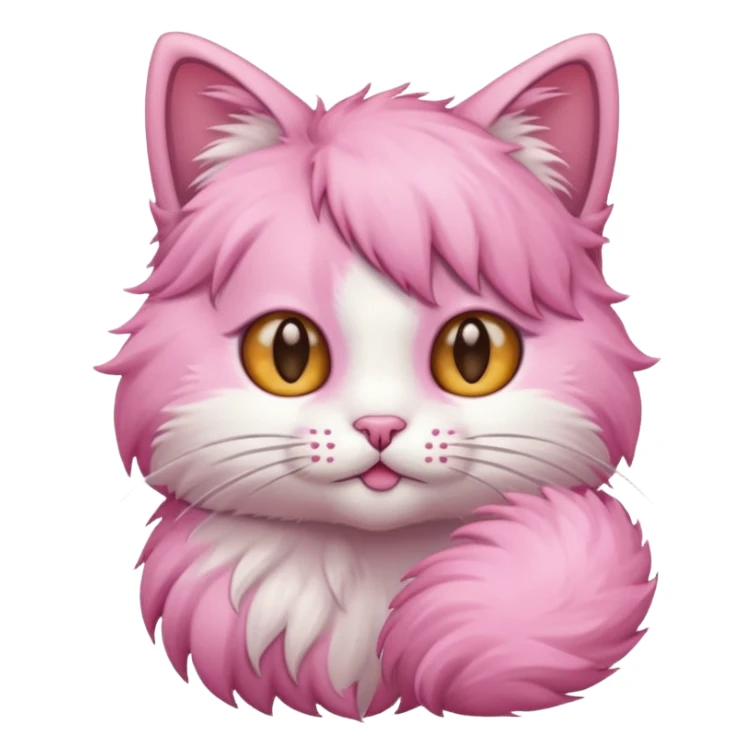 Cat with Fluffy Tails pink sticker