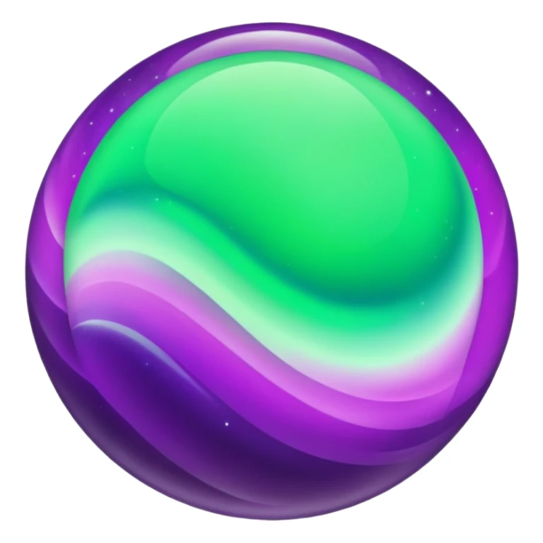 aurora orb, vibrant green and purple sticker