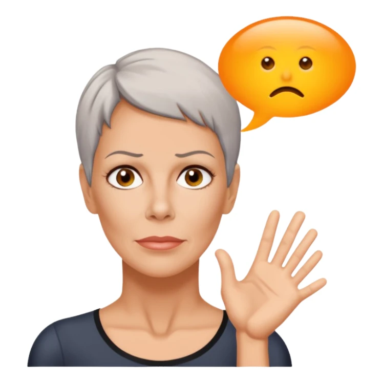 Jamie Lee Curtis speaks the word “trauma” in a text bubble sticker