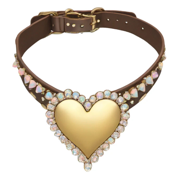 Gold heart collar with opal rhinestones sticker