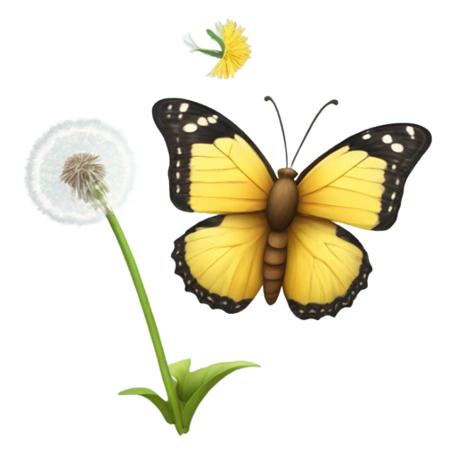 Butterfly flying on a dandelion  sticker