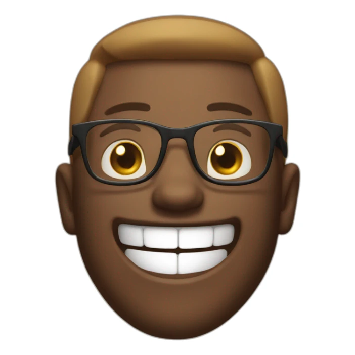 brawn hait guy with glasses laughing sticker