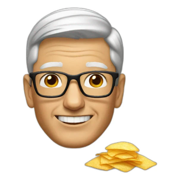 tim cook with potato chips sticker