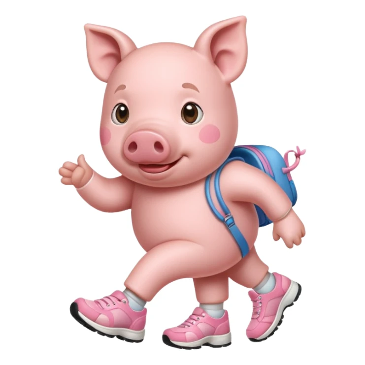 cochon bien rose avec chaussures de marche sticker