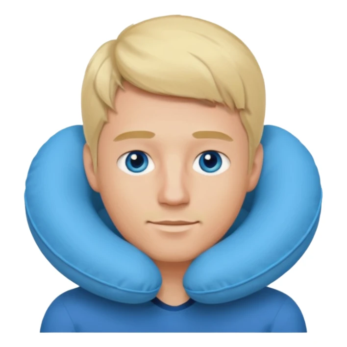 blonde man using travel neckpillow  sticker