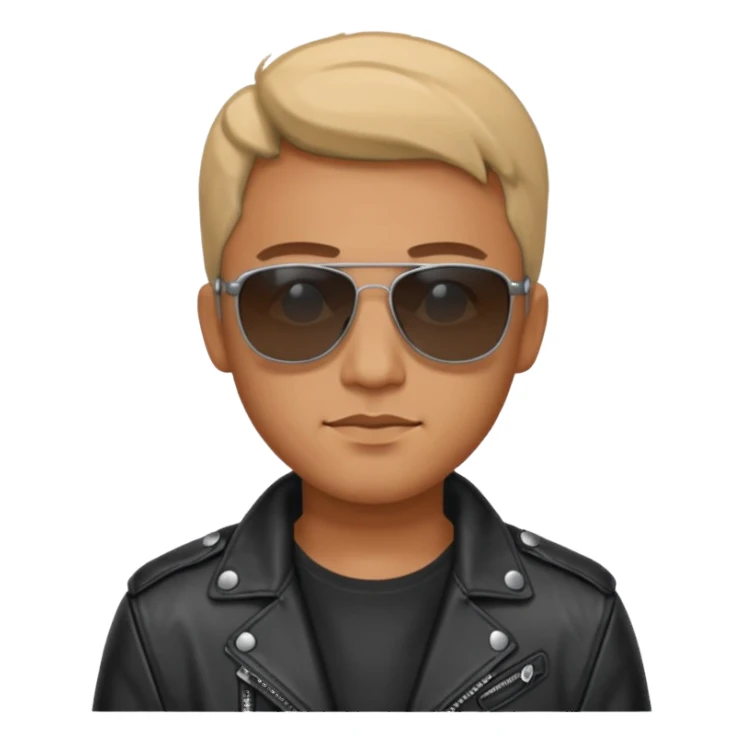 Man with black leather jacket, sunglasses sticker
