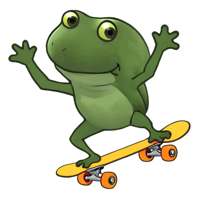 Frog skateboarding in summer sticker