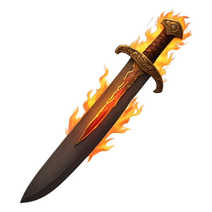 Flaming Wooden sword sticker
