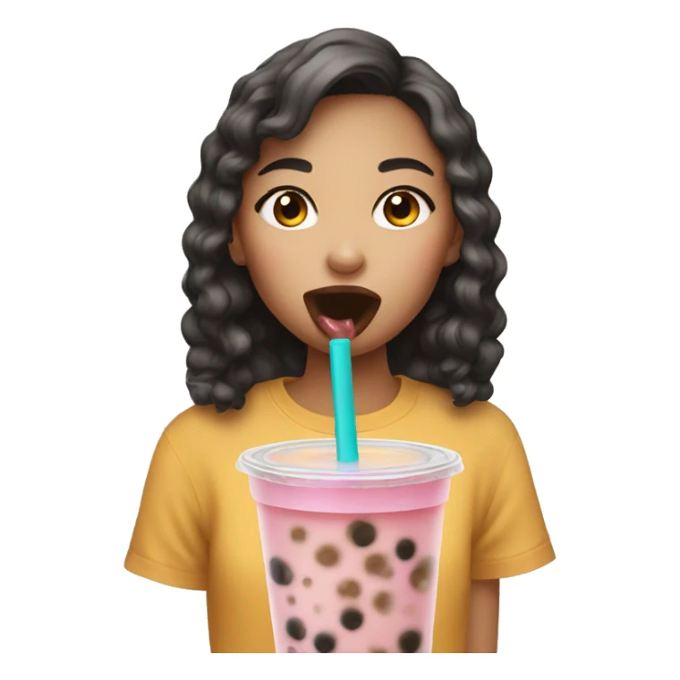 girl eating bubble tea sticker