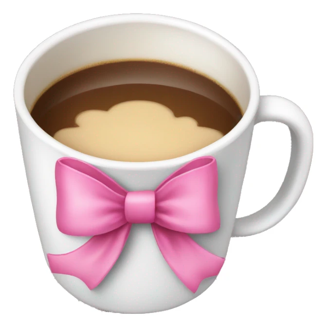 White cup with pink bow  filled with lattee sticker