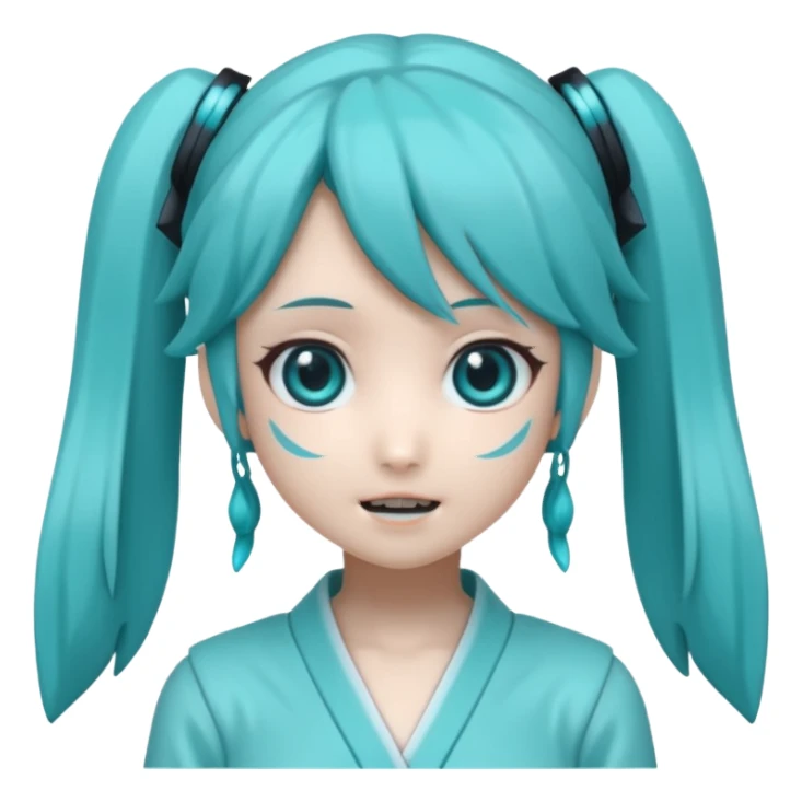 Hatsune miku with creepy face sticker